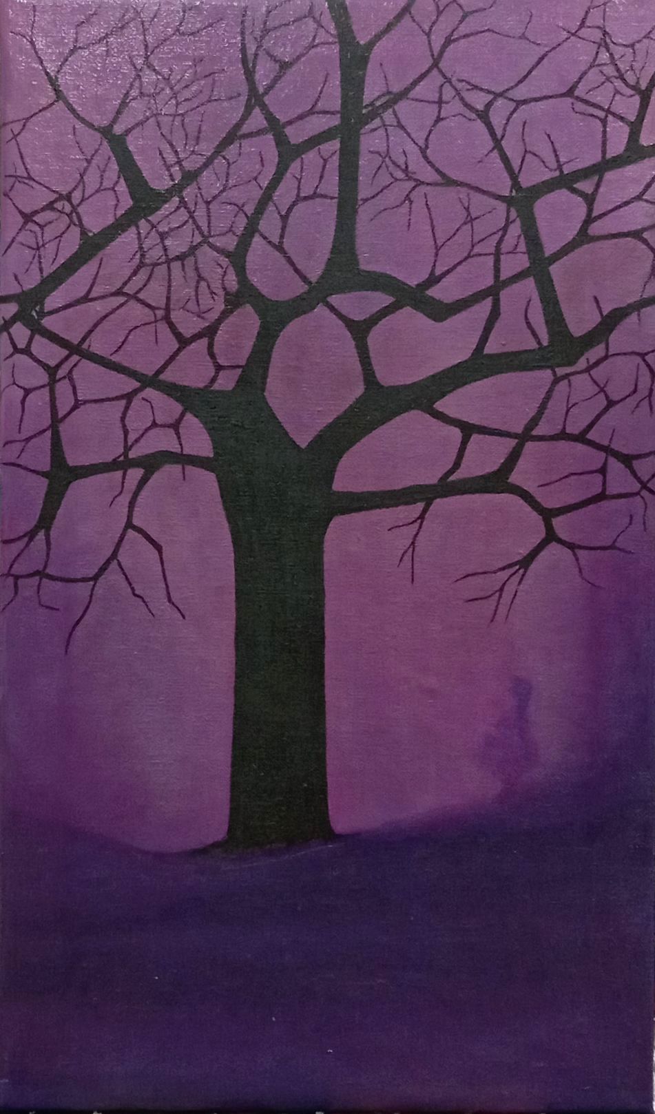 2015 Caperucita al pie de un árbol negro 46x27 Óleo sobre lienzo